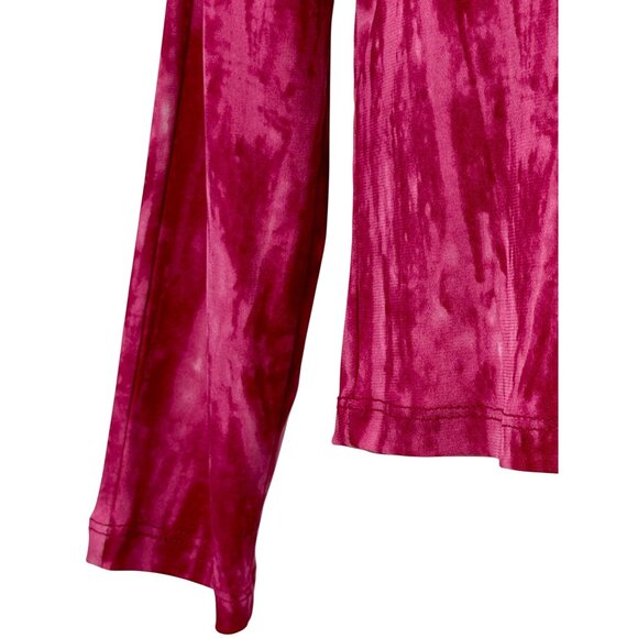 Michael Kors Pink Tie Dye Cold Shoulder Top | Vegan Leather Straps Mob Wife Glam - Picture 5 of 14